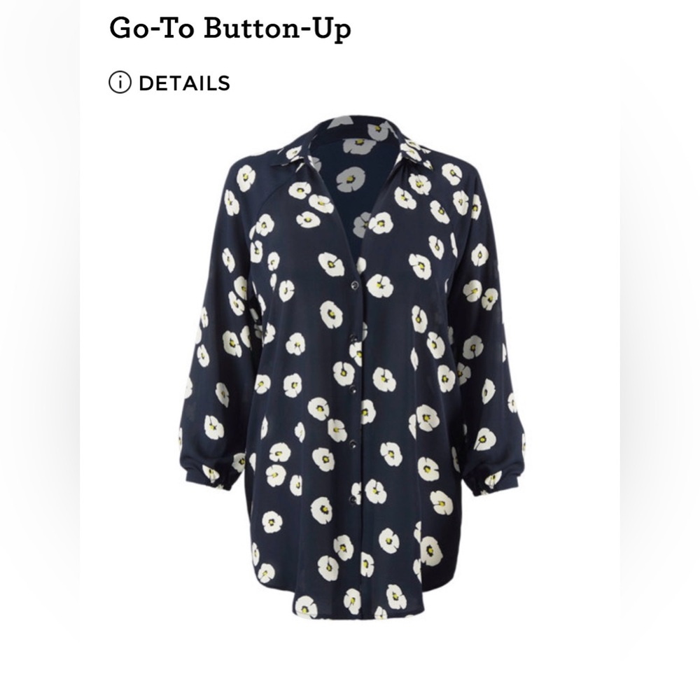 CAbi Navy and White Floral Blouse